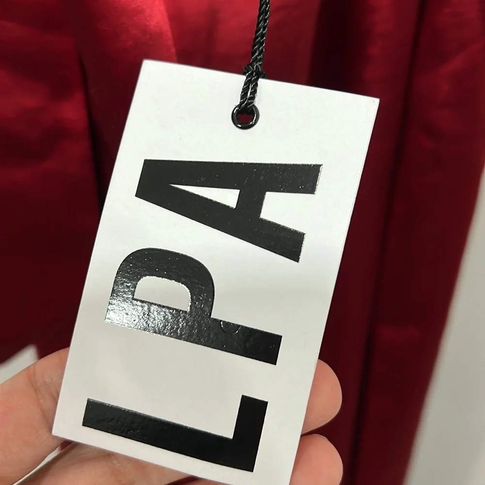 LPA Raveena Halter Scarf Maxi Dress in Cherry Red - Picture 12 of 13